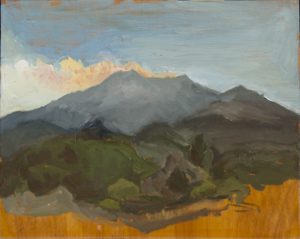 Oil painting of Mount Etna at sunset